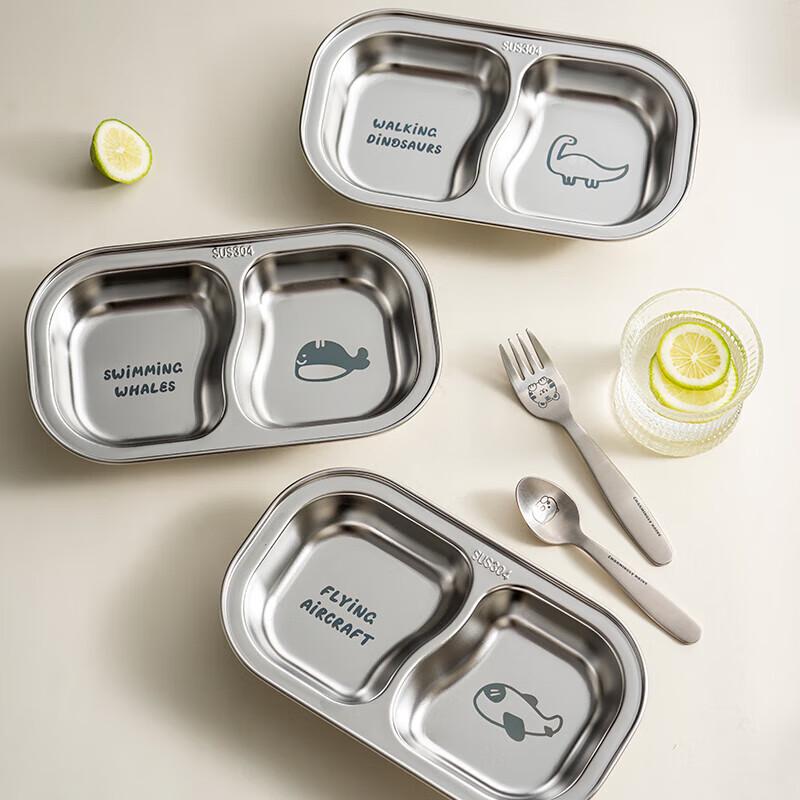 304 Stainless Steel Cartoon Airplane Divided Plate for Kids
