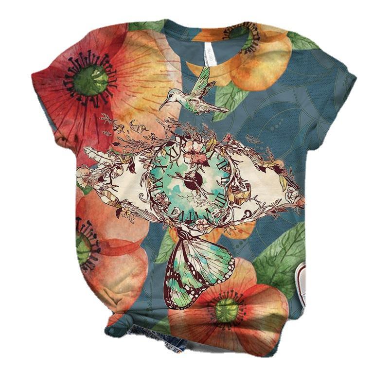 Women's Clothing Series New Summer 3D T-shirt Printed Round Neck Summer Women's T-shirt