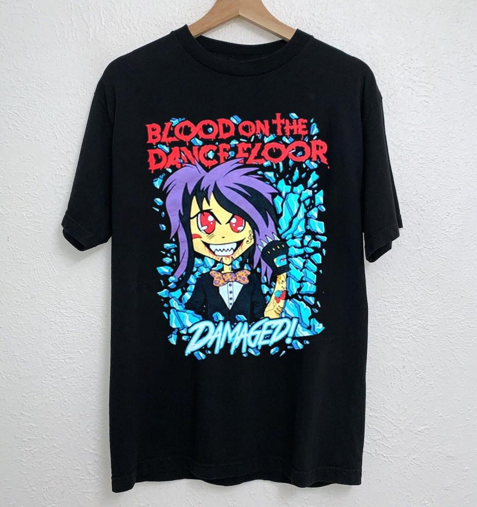 Кровь на танцполе, Поврежденная Черная Футболка Все Размеры OM83 Унисекс XXL