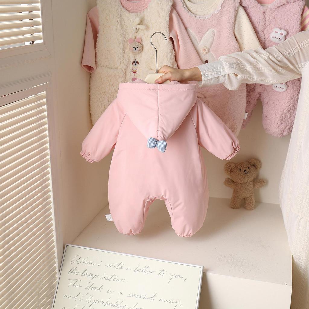 Thickened Winter Fleece-Lined Infant & Toddler Windbreaker Jumpsuit
