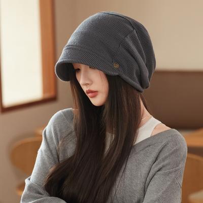 Klassische kältefeste Beanie mit Krempe, einfarbig, dicke Totenkopfmütze, leichte, elastische Beanie, warme Strickmützen für Damen, Herbst und Winter