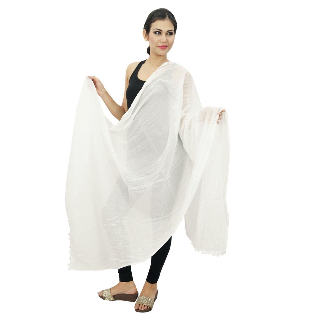 Stolă Lungă Amestec Bumbac Dupatta Înfășurare Gât Îmbrăcăminte Femei Eșarfe Indiene Chunni Cadou Pentru