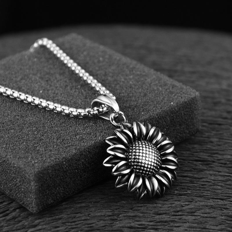 

Подсолнух Ожерелье, Подвеска Подсолнух в Ретро Стиле, Ожерелье из Титановой Стали, Модный и Простой Аксессуар 50CM(Necklace Size) серебряный