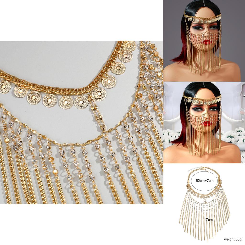 Fashion Head Chain With Water Drill Dangling Tassels For Womens Accessories