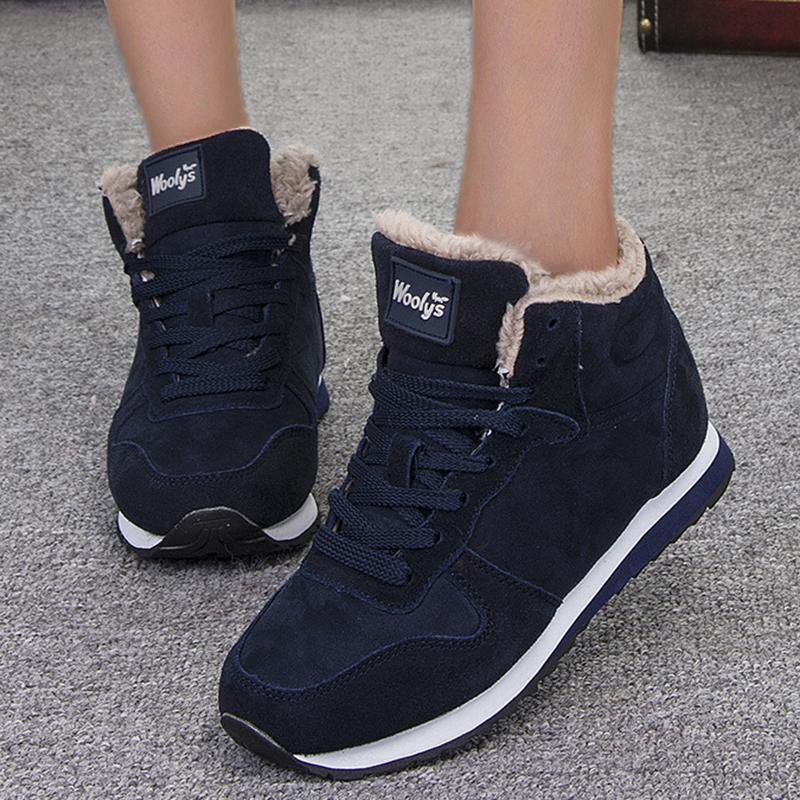 Women Boots Snow Fur Women's Boots Lace-Up Ladies Shoes Flat Platform Ankle Boots New Keep Warm Winter Boot Female Botas Mujer