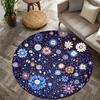 Floral Bohemian Style Flannel-printed Round Floor Mats Are Slip-resistant Suitable Living Room Bedroom Terrace Garden Carpets