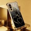Goldene herzförmige Glas-Handyhülle geeignet für Samsung Galaxy S26 S25 S24 S23 S22 S20 FE/Ultra/Plus stoßfeste Rückabdeckung