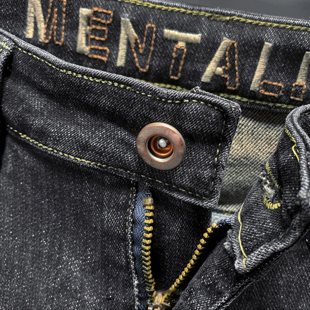 Herren Business Stretch Baumwollhosen, Herren Gerade Slim All-Match Bestickte Jeans Herren