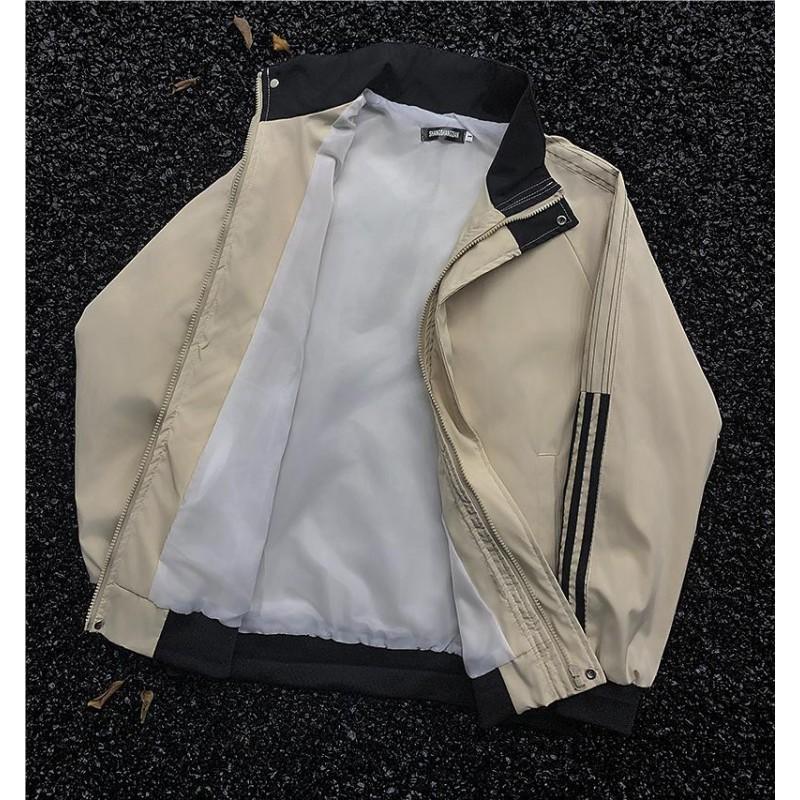 Unisex Oversized Stand Collar Bomber Jacket Casual Loose Fit Lightweight Streetwear Men Women
