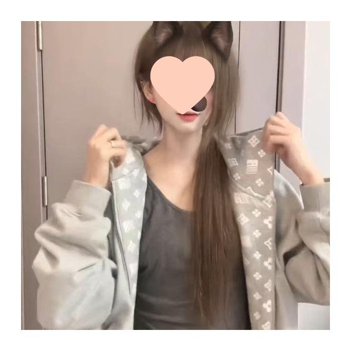 American Retro Patchwork Hooded Cardigan Sweatshirt: Trendy Zipper Jacket 2XL