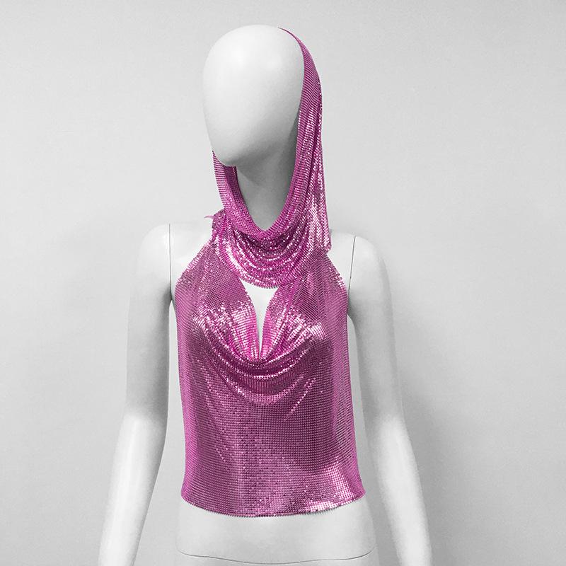 2023 Summer Trendy European & American Women's Hooded Metal Strap Vest – Sexy Hot Girl Sling Top