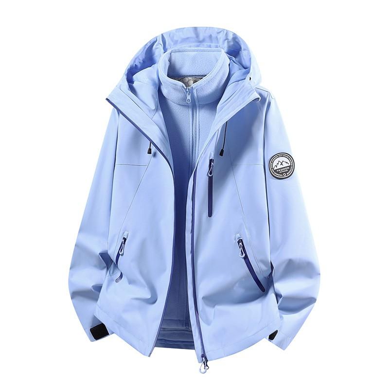 Men Women 3-in-1 Waterproof Windproof Hiking Jacket With Fleece Inner Layer Winter Outdoor Mountaineering