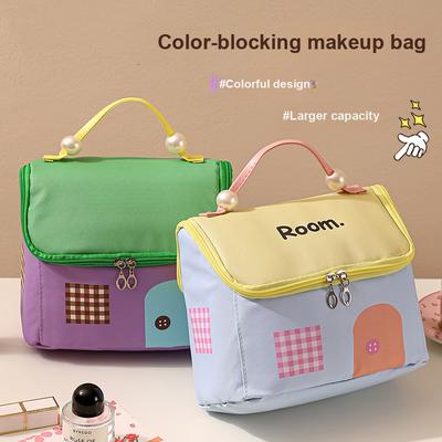 Cute House Cosmetic Bag Organizer for Women, Multi-Function Portable Travel Wash Bag, Large Capacity Storage Bag