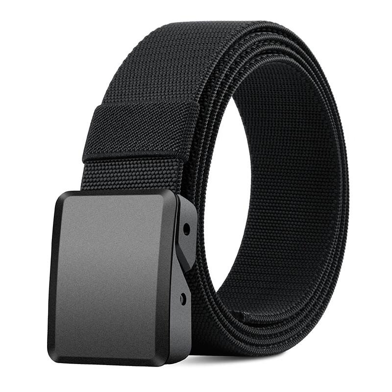 Men s Metal-Free Canvas Belt with Auto-Lock Buckle 120cm Trimmable чёрный