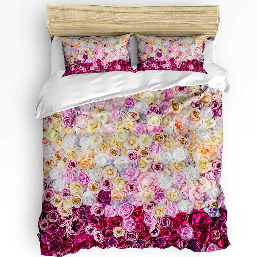 Red Rose Flower Bouquet Plant Duvet Cover with Pillow Case Custom 3pcs Bedding Set Quilt Cover Double Bed Home Textile
