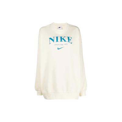 Loose Fit Round Neck Sports Logo Print Solid Color Vintage American Sweatshirt Women Sweatshirt Off-White DQ5106-113