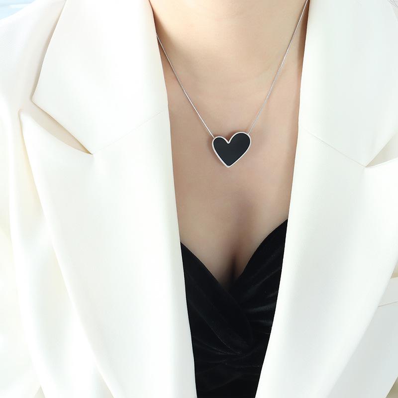 

Греческое сердце Акрил и Титановая сталь Набор ожерелье и серьги Не выцветающий