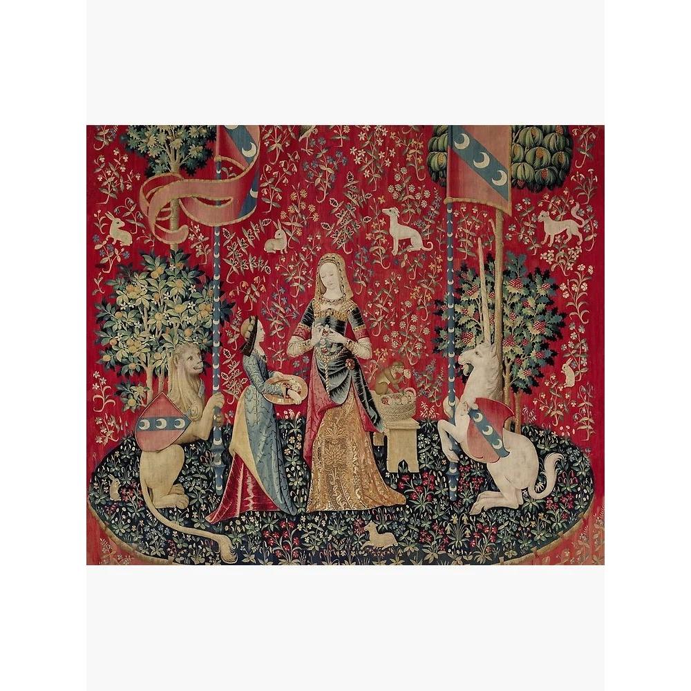 Tapestry and unicorn medieval five senses 75x100