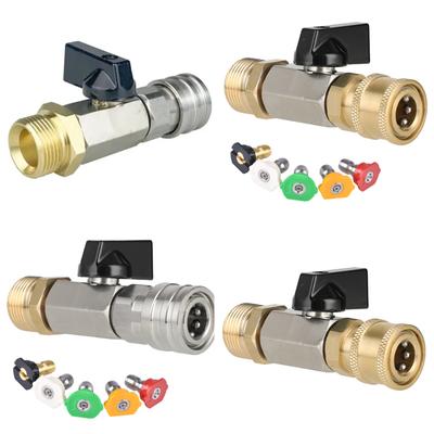 High Pressure Washer Ball Valve Kit 1/4" Quick Connector and M22/14mm for Power Washer Hose Switch On/off