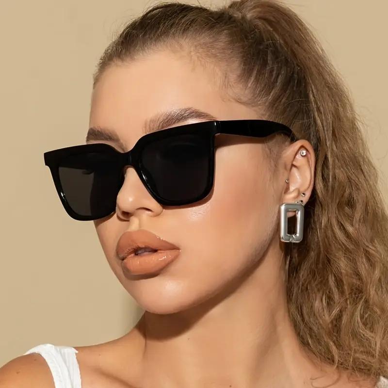 1Pc Oversized Square Frame Fashionable Women'S Glasses Pc Material Suitable For Hiking Beach Travel And Outdoor Photography