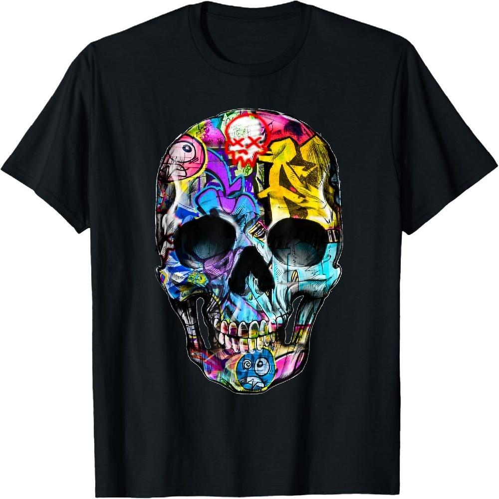 

HUMAN GRAFFITI ART SKULL - retro vintage skater T-Shirt XXXXXL чорний