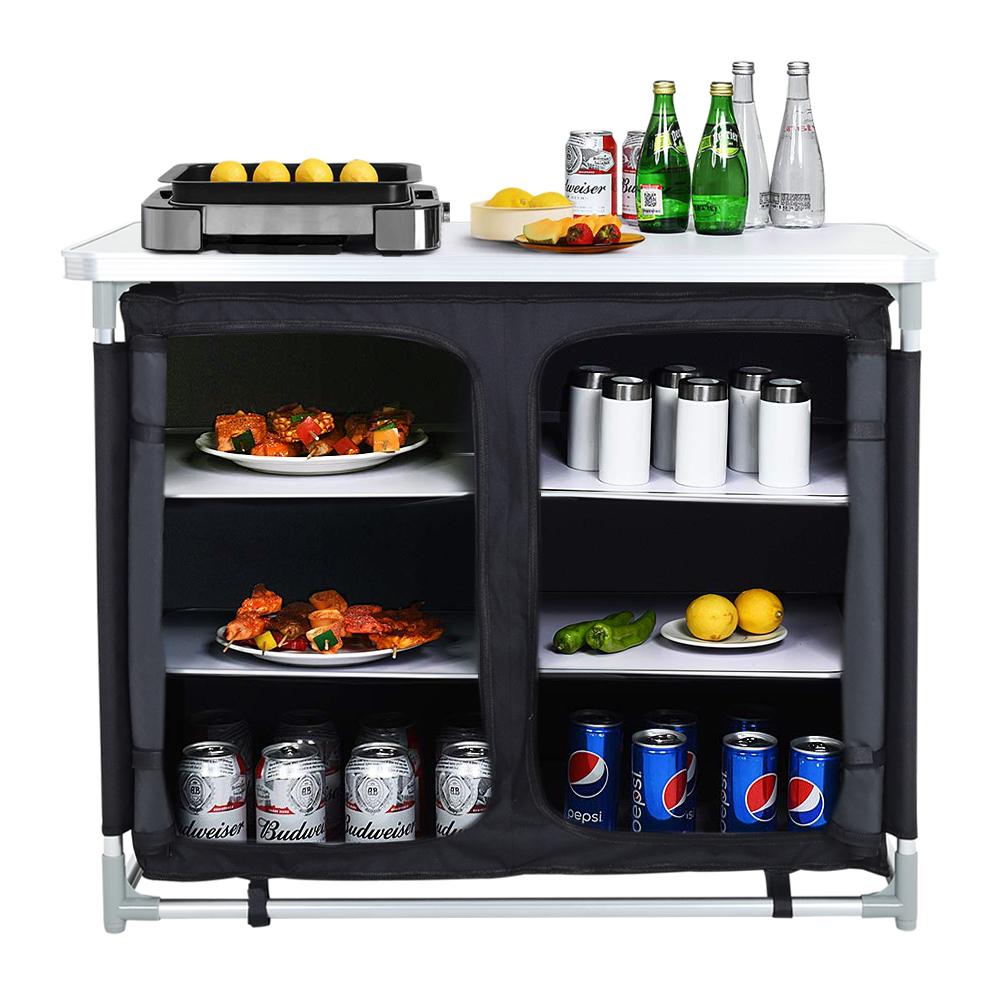 Folding Outdoor Kitchen Cupboard Storage Shelf Table