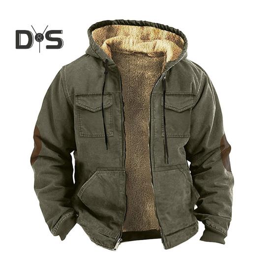 

Мужская термокуртка с капюшоном, затягивающимся шнурком, длинным рукавом, однотонная куртка с карманами, застежкой-молнией, плюшевой подкладкой, спортивное пальто XL