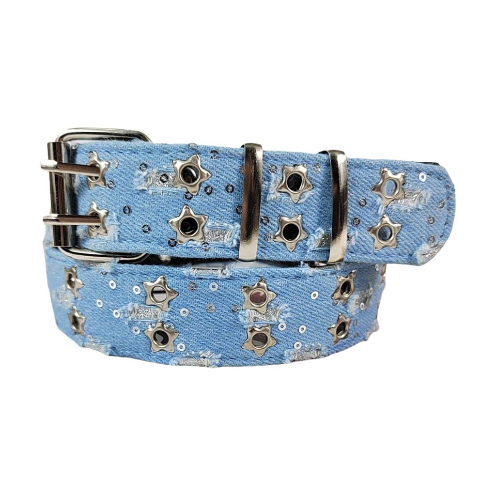 Punk Rock Belt Waistband with Star & Metal Studs Decor Gothic Style Waist Accessory for Men and Women Jeans