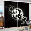 2pcs- Yin-Yang Dragon Totem Art Pattern Printed Curtains   Window Decorations   Home Decorations   Room Decorations