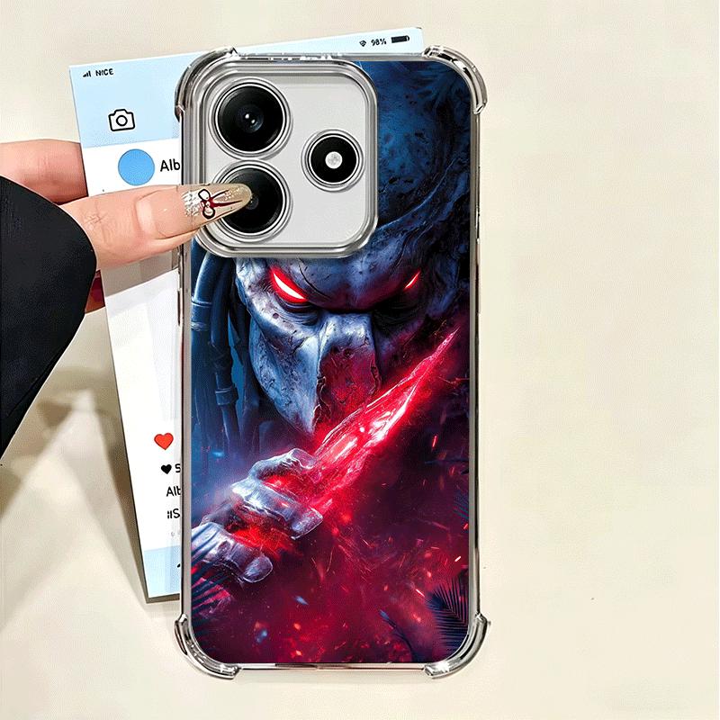 A-Alien Vs P-Predator Plating Phone Case For Xiaomi Poco X5 X6 X7 X8 Pro Max F8 Ultra F7 M8 M7 M5S Redmi 15C 15 14C 13C 13 X3 12