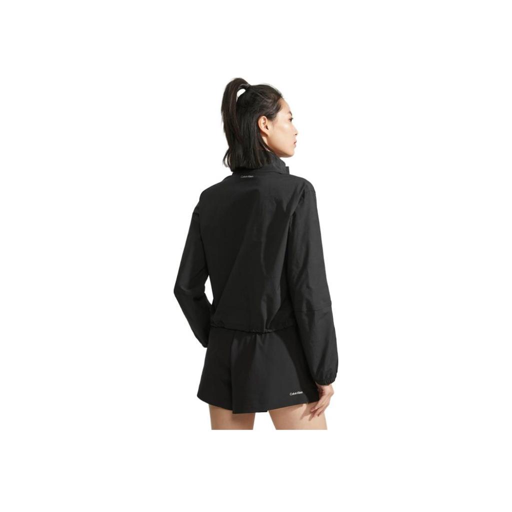 Calvin Klein Reflective Zipper Half-Zip Waterproof Running Hoodie Women hoodies Space-Black 4WS3O502-001