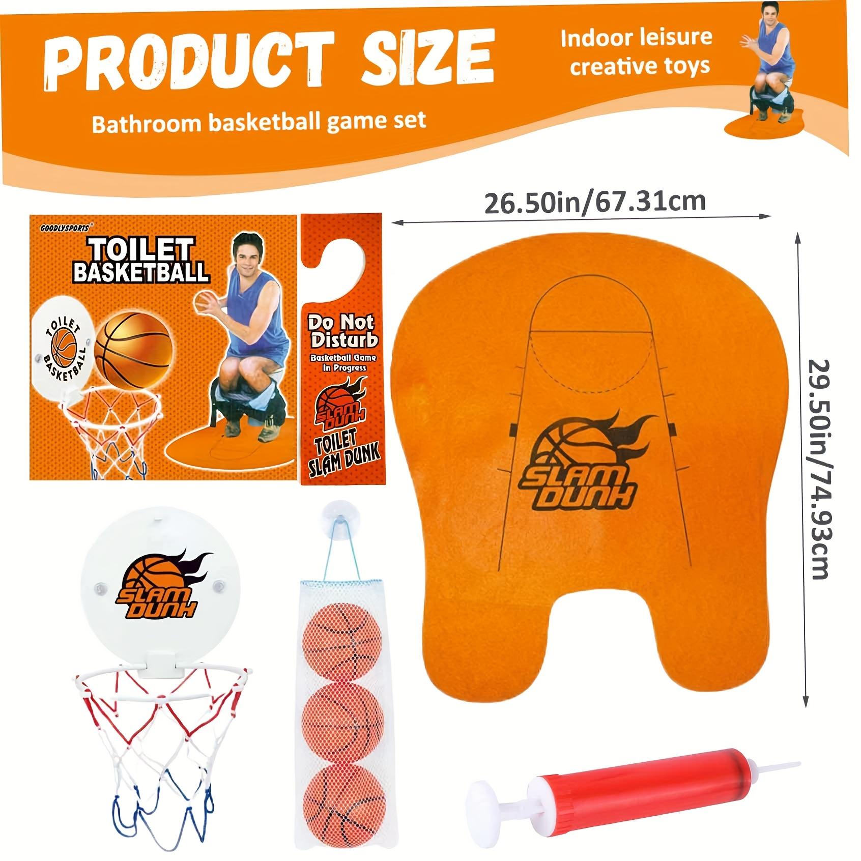 

Mini Basketball Stand and Ball Toilet Bathroom Indoor Basketball Game Fun Toy Gift for Adults, Toilet Games