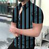 Holiday Beach Striped 3D Print Men Tops Man/Women Casual Fashion Short Sleeves Shirt Lapel Button Shirt Oversized Unisex Clothes
