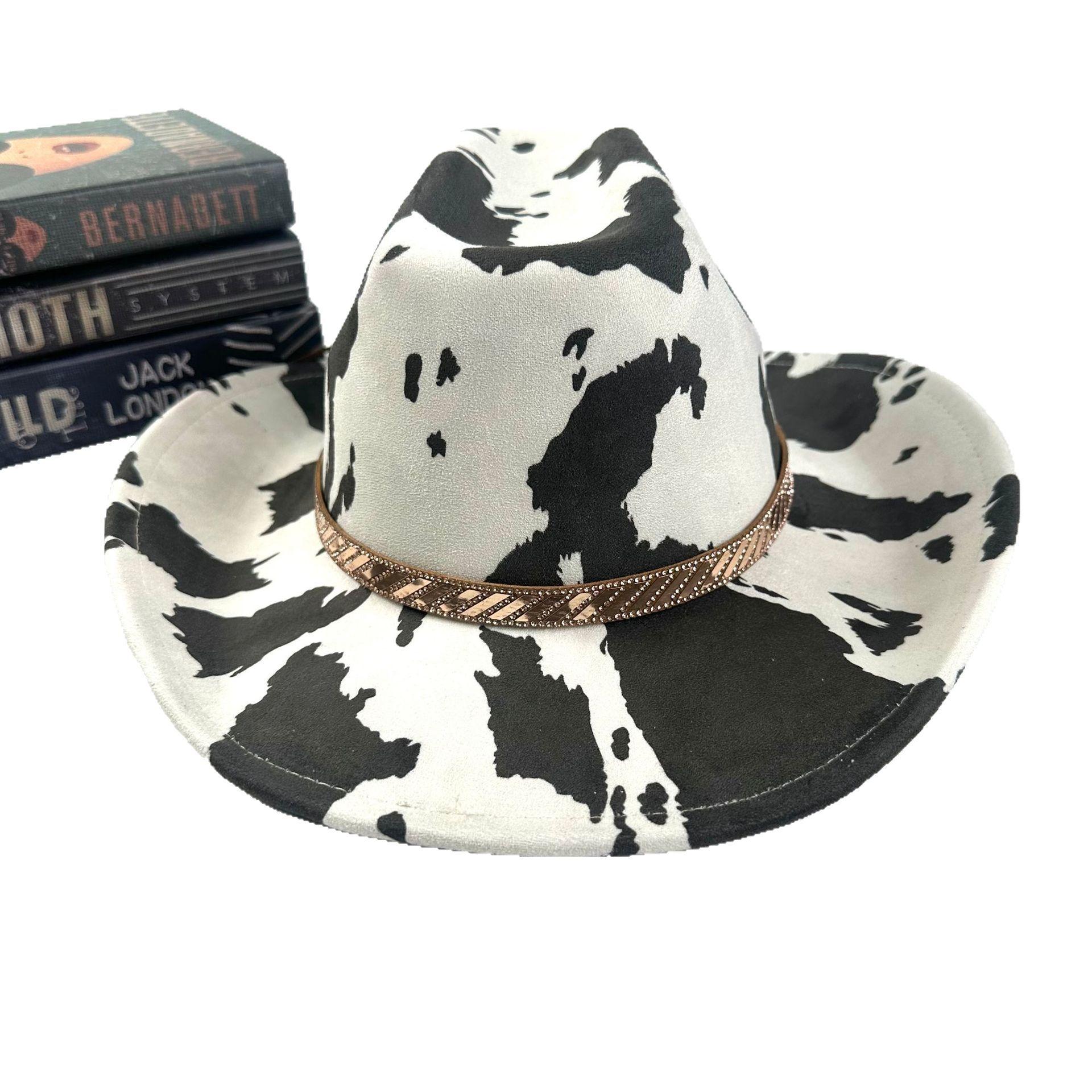 

JYL TS DIY Vintage Straw Hat Unisex Painted Hard Top Sun Protection Hat Straw Black(milkpattern)_M(56-58cm）