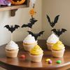 Halloween Party Cupcake Toppers Bat Shape Paper Picks for DIY Halloween Decorations Party Supplies Set of 12