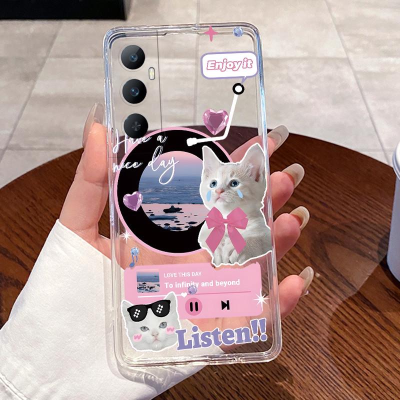 Casing For Realme C65 4G RMX3910 Case Aesthetic Cute Cat Astronaut Soft Silicone Cover For Realme C65 4G Transparent Phone Case