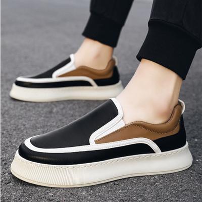 Loafer mit dicker Sohle für Herren, Slipper aus Leder, Freizeitschuhe für den Außenbereich, genäht, Lauf-Sneaker, Herrenmode 2024, flacher Plateau-Schuh zum Gehen