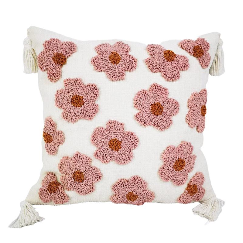 

45x45cm Cute Cartoon Floral Pillowcase Soft Tufted Chenille Cushion Cover Home Office Living Room Bedroom Decor Pillow Cover 45X45CM