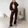 2025 Women's Stylish Solid Color Casual Hoodie & Long Pants Set