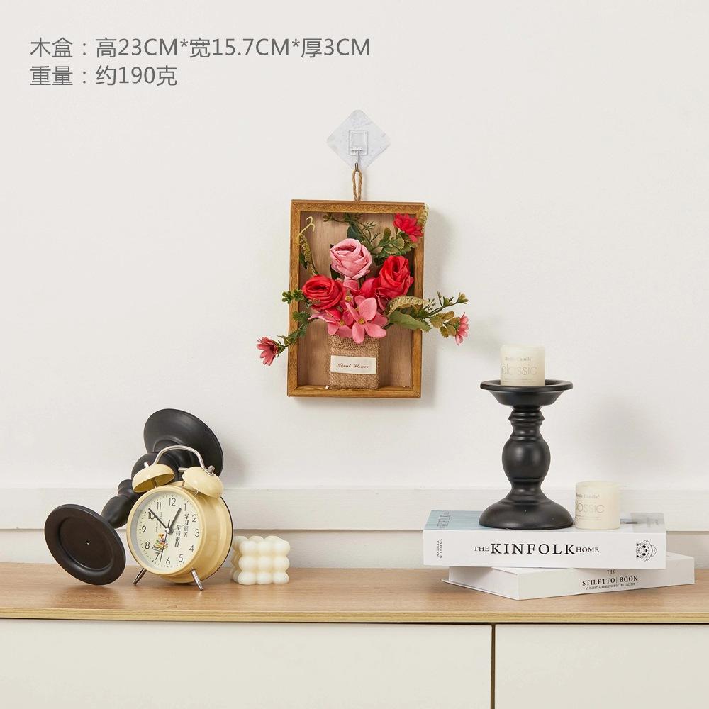 Retro Wall Decoration Pendant Wall Mounted Wooden Flower Box Simulated Flower Pendant Wall Accents Decoration Crafts