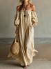 Maxi Abito Casual da Donna a Vestibilità Larga con Maniche Off-Shoulder per Vacanze al Mare