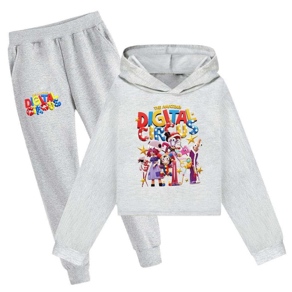 Het Geweldige Digitale Circus Meisjes Cropped Hoodie Broek Twee Delig Pak Casual Mode Pomni Opdruk Kinder Outfit