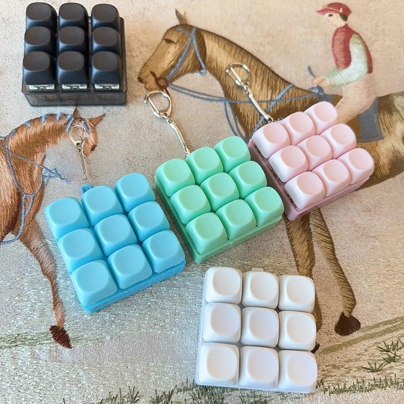 9 Keys Keyboard Fidget Keychain Antistress Keyboard Button Fingertip Key Cap Pendant Stress Relief Toys For Children Adults Gift