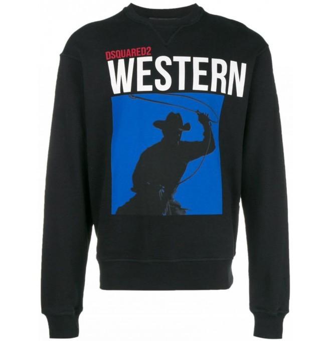 DSQUARED2 branded Italian western sweatshirt black - Size: M