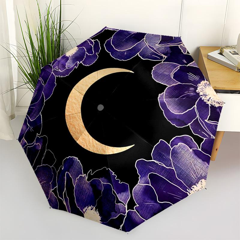

1pc Moonflowers Automatic Umbrella | Portable Foldable 8-Rib Manual Open, Cute Birthday & Holiday Gift for Outdoor yy260107082
