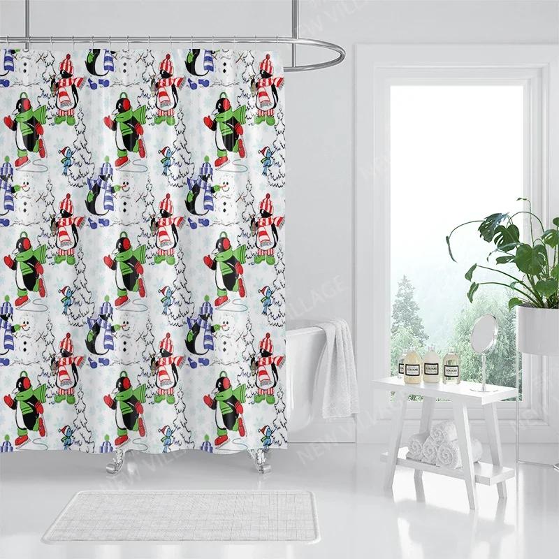 Household Waterproof Fabric Home Shower Curtain Accessories 90x180 Shower Curtain 240 * 200 Christmas Peripheral Shower Curtain