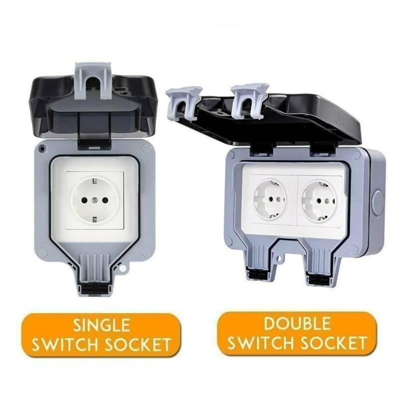 Outdoor Waterproof Socket Outdoor Rainstorm-proof Socket British Standard Anti-leakage Charging Socket German Type