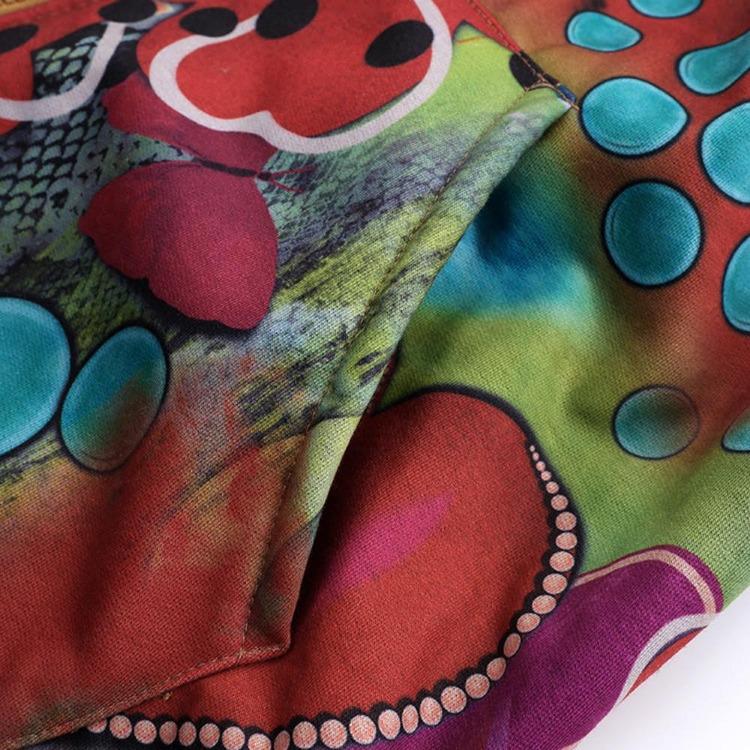 Zimní teplý dámský kabát nadměrné velikosti s květinovým potiskem, vintage svrchní oděv s kapucí a kapsami