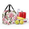 Pink Rose Watercolor Pattern Insulated Lunch Bag for Women Kids Portable Food Boxes Thermal Lunch Box Tote