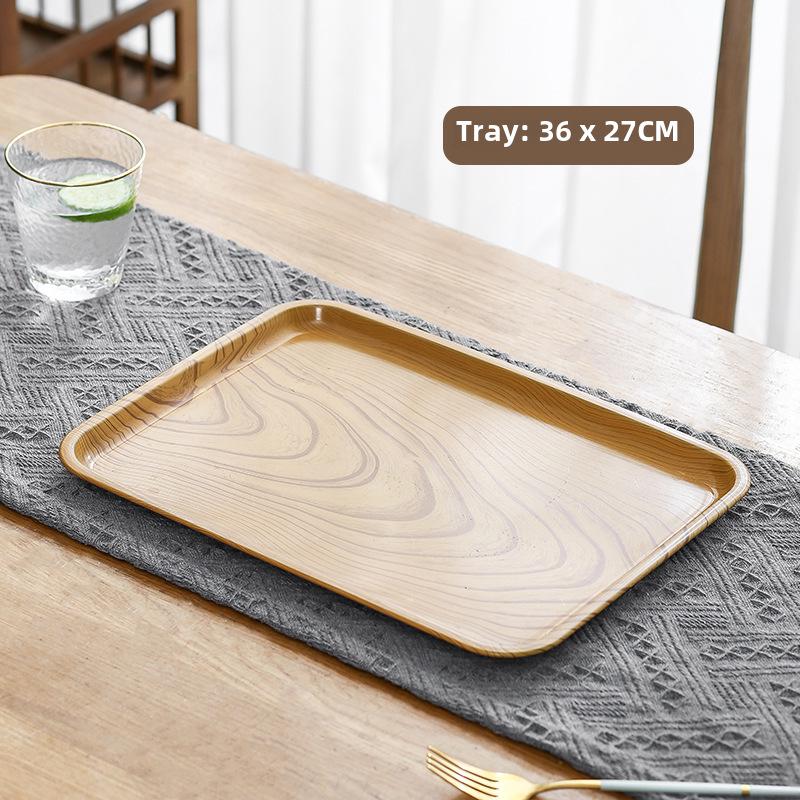Chinese Melamine Wood Grain Square Snack Tray